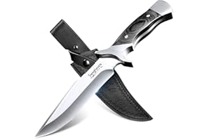 Japaknives Outdoor Messer Survival Scharf Jagdmesser Feststehende Klinge Full Tang Bushcraft Messer mit Lederscheide für Männer Camping Jagd Wandern Abenteuer