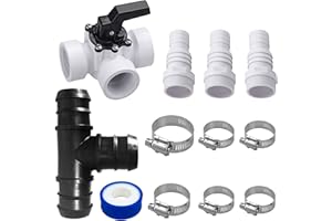 well2wellness Schwimmbad Pool Bypass Set 12-teilig für Solarheizung - Wasserdurchflusskontrolle Bypass - 3-Ventil Bypass - T-Stück - Absperrhahn Schlauchdüsen - Schlauchtüllen und Teflonband