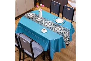 Hearda Tablecloth PVC Plastic Wipe Clean Waterproof Square Wipeable Vinyl Table Cloth Protector for Kitchen Dining Patio Picnic Party Outdoor Indoor (Blue boho,100x160cm)