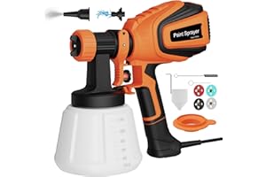 GLORITY Sistema de pulverización de Pintura, Pistola de Pintura eléctrica HVLP de 700 W, 1200 ML, pulverizador de Pintura con 4 boquillas y 3 Patrones, para Uso en Interiores y Exteriores