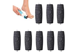 WSNDY 8 Pack Replacement Rollers Heads Refills Compatible for Scholl Velvet Smooth, Extra Coarse for Scholl Pedicure Hard Skin Remover - Best Pedicure File Tools, Black