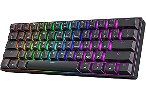 ‎HK GAMING HK GAMING GK61 60% v3 | kompaktowa mechaniczna klawiatura gamingowa | 61 klawiszy, wielokolorowa dioda RGB LED do komputerów PC / Mac | układ ANSI US (czarny, Speed Silver Switch)