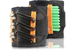 SUHSAI Magnetic Wristband with Strong Magnets for Holding Screw, Drill Bits, Nails, Bolts, Magnetic DIY Belt with 15 Strong Magnet Holds Tools, Best Gifting for Men, Women, DIY Handyman - Pack of 2