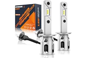 JOSHF Bombilla H1 Led, CSP 120W 30000LM +700% LM 6500K Faro Blanco para Coche, 2024 Actualización de la Bombilla Halógena-1:1 Mini LED H1 Con Ventilador Silencioso, DC12V, 2 Bombillas