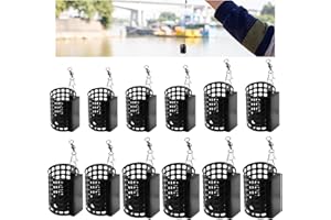 BYZESTY Jaula de Cebo de Pesca, Cebador Pesca Cuadrado, Comedero para 12 Piezas, Sin Plom Cebador Pesca Jaula de Metal con Pesos y Remolinos Snap Jaula De Cebo De Pesca, Comedero para Adecuada para Pescar