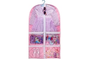 PWSAP 37"Kids Costume Garment Bag with 4 Zipper Functional Pockets, Children's Dance Costume Cover Bag, Foldable Travel Storage Cover Bag, Waterproof Clothes Hanging Protector Cover for Travel Competitions