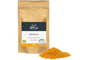 ‎PFEFFERDIEB BIO Kurkuma Pulver (Gelbwurz Curcuma) 250g | Reine Kurkumawurzel fein gemahlen | hoher Curcumin Gehalt von 5,5% | Rohkostqualität | Pfefferdieb