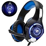 Gaming Headset für PS4 PS5 PC Xbox One, LED Licht Crystal Clarity Sound Professional Kopfhörer mit Mikrofon für Laptop Mac Ni