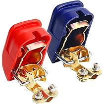 APOMOONS 4pcs Terminali Morsetti di Batteria auto 12V/24V/60V Positivi e Negativi Morsetti Della Battery Auto Filo Connettori Stacca Rapido Morsetti per Batteria Auto in Ottone per Camion Camper Barca