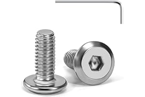 Tunejoy Vis à Tête Plate M4 x 10 mm Vis à Six Pans Creux en Acier Inoxydable A2 V2A Boulons de Meubles Hexagonale avec Clé Allen Filetage Complet 20 Pièces