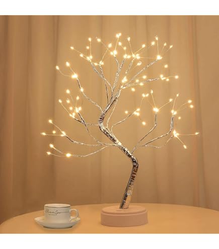 Albero Luminoso Di Betulla 60cm - 24 LED Luci Calde, Pieghevoli, Alimentazione USB/Batterie