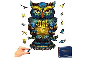 TOLOYE Puzzle de Madera, Búho Rompecabezas de Madera 3D Puzzle Madera con Forma de Animal única Puzzle Madera Animales para Adultos y Niños Colección de Juegos Familiares Regalo (Búho)