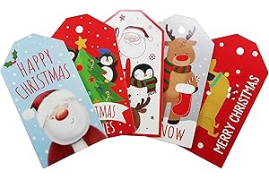 Eurowrap Gift Tags Christmas Xmas Pack of 40, 5 Assorted Designs, Cute Designs