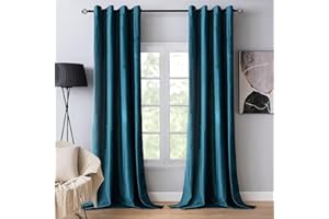 MIULEE Tende Velluto Blu-Verde per Interni Tende Moderne, Elegante Tende Velluto per Camera da Letto, 2 Pezzi Tende Termiche Invernali Finestra, Ognuna Alta 225 CM, Tenda Velluto Soggiorno