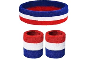 FRDELMA Fascia Sportiva e Braccialetti,3 pezzi Fascia Sportiva per il Sudore Set polsini polsino il sudore Set per bambini uomini donne fascia sport basket tennis allenamento