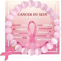 Bracelet Octobre Rose En Simili Cuir - Lutte Contre Le Cancer - Avec Ruban Rose Et Mousqueton