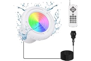 KWODE LED Poolbeleuchtung Unterwasser für Aufstellpool, 12W RGB Dimmbar Frame Pool Poolbeleuchtung mit Fernbedienung, 12V LED Unterwasserscheinwerfer IP68 Wasserdicht mit 7m Kabel