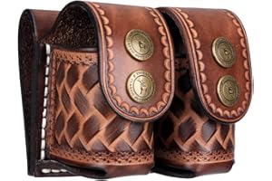 TOURBN TOURBON Custodia per caricatore doppio Speedloader in pelle, porta caricatore da cintura, custodia per caricatore rapido per .38 .357 .44 .45