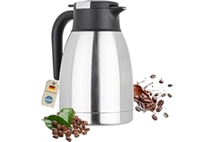Isolierkanne aus Edelstahl 1,5l oder 2l Thermoskanne Kaffee isolierte Kaffeekanne Gastro Kaffeekaraffe Kaffespender auch für Camping & HLKauf-Block (Isolierkanne 1,5L & HLKauf-Block)