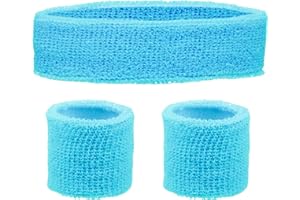 REDSTAR FANCY DRESS Schweissband und Stirnband Set – Schweißband Neon für 80er Jahre Outfit Damen - Neon Accessoires für Fun Runs Team Building Events Pride Partys Gymnastik Sport Tennis – Stirnband 80er Jahre