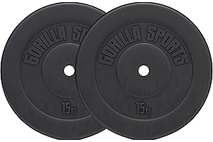 GORILLA SPORTS® Disque Musculation - Simple 1,25-15kg / Jeu 27,5-30 kg, Réglable, Ciment, Plastique, Ø 31 mm, Noir - Set de Poids, Matériel de Musculation, Sport Maison, Fitness