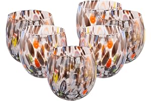 MurArt Bicchieri di Murano Set da 6 bicchieri da 400ml Collezione Marea in vetro soffiato a mano in lavorazione artigianale Made in Italy (Bianco e Nero, Bicchiere 6pz)