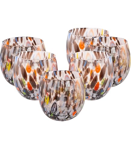 Bicchieri Di Murano Soffiati A Mano - Set Da 6 In Vetro Artigianale Made In Italy - Foto 8