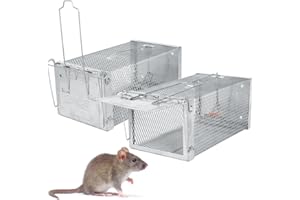 Aolawco 2Pack Humane Rat Traps, Upgraded Humane Mouse Traps for Indoors & Outdoors, Reusable, Effective, Quick, Simple to Use (10.6''X5.5''X4.3'')