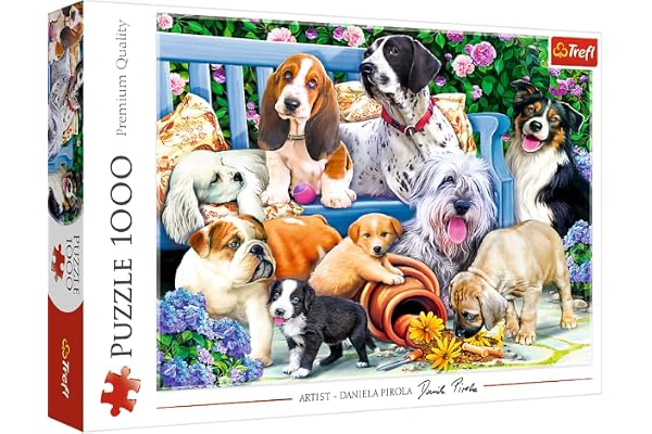 Trefl 10556 Puzzle, Hunde im Garten, 1000 Teile, Premium Quality, für Kinder AB 12 Jahren