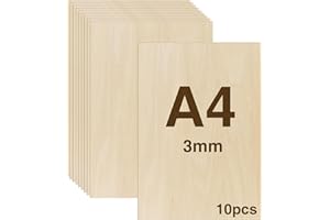 WISYOK 10pcs Sperrholz 3mm, Sperrholaplatte A4, Holz Platten, Holzplatten zum Basteln, Holzplatt für DIY Holzarbeiten, Laserbearbeitung, Brandmalerei, Modellbau, Geschenke, Deko, Gemälde -300x210*3mm