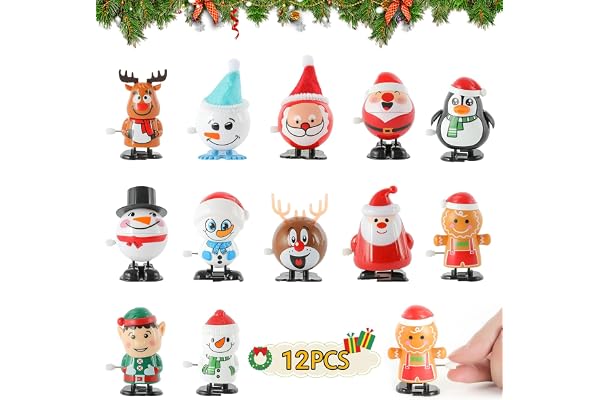 Jouets à Remonter pour Enfants - Set de 12 Pièces Mini Jeux Mécaniques de Noël avec Père Noël