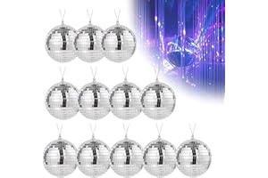 BOGORO Discokugel Spiegel Ball, Klein Spiegelkugel Hängekugel Spiegelkugel,12 Stück(3CM) Silber Spiegelkugel,für Party Karneval Geburtstag Leichte Spiegeldekoration für Decke, Party Deko (Silber)