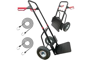 BUBGUIY Sackkarre klappbar mit 2X großen Industrierädern Schwerlast höhenverstellbare Sackkarre mit hochbelastbaren leisen Rädern, 150 kg Tragkraft (inkl. 2 Gummibänder)