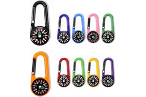 DIBAIHUIHOMER 10 Stück Schlüsselhalter mit Kompass und Karabiner,Compass Carabiner,Kompass Schlüsselanhänger,Bunte Mini Kompass Karabiner,Mini Survival Compass Kleine,für Outdoor Wandern Camping Reisen(10 Farben)
