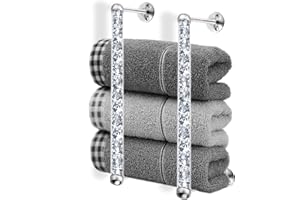 Meetart Towel Racks for Bathroom,Crystal Crushed Diamond Wall Towel Bar,2 Bar Mounted Bathroom Towel Organization for Rolled Towels,Rolled Blanket.（15”）…