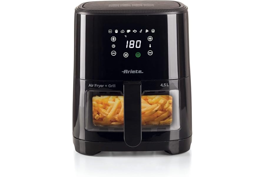 Ariete 4639 Air Fryer 4.5L, 1300W, 4.5L Capacity, 8 Programs, Grill Function, Temperature up to 200°C, Black