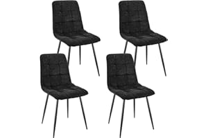 ‎WAFTING WAFTING Esszimmerstühle 4er Set, Gepolsterter Stuhl mit Hoher Rückenlehne und Leinendesign, Esstischstühle mit Metallfuß, für Esszimmer, Wohnzimmer, Küche, Schlafzimmer und Empfangsraum, Schwarz