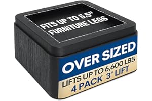 MIIX HOOM 3 Inch Bed Risers- Oversized Square Furniture Risers - 7.5cm Stackable Heavy Duty Bed Elevators 4 Pack, Support up to 6,600 lbs - Bed Blocks Fits 5.5 inch Wide Beds, Sofas and Couches Legs