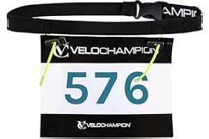 VeloChampion Cintura da corsa - Vestibilità elasticizzata con chiusura a clip per triathlon, maratona, ciclismo e porta numero di gara (Adulto S/M, 1)