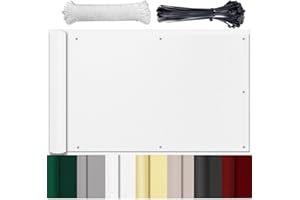 HUAXIQUE GLIN Balkonumrandung Ohne Bohren 50cm bis 120cm Hoch Balkonbalkonverkleidung Windschutz Balkonabdeckung Balkonverkleidung Seitenbalkonverkleidung Kunststoff Balkonverkleidung Weiß 90x850cm