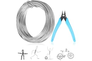 JINSION Fil Aluminium 2mm X 30m, Fil De Fer Souple avec Cutters Flexible Fil de Fer Souple Loisir Creatif, Fil Aluminium De Calibre pour La Fabrication de Bijoux, La Fabrication De Modèles, Sculpture, Argent