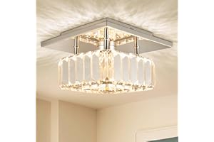 FINKTONGLAN Kristall Deckenleuchte Kronleuchter Pendelleuchte Luxuri?s Kristall Lampe Flur Deckenlampe Flur Schlafzimmerlampe Lampe Wohnzimmer mit Helle Lichter für Schlafzimmer Flur Proch (Quadratisch-warm)