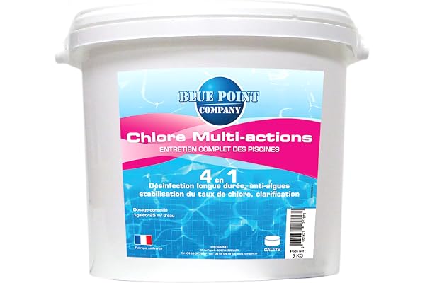 Chlore Multifonctions Piscine - Traitement Tout-en-Un à Multiples Actions/Galets de Chlore : désinfection, Anti-algues, clarifiant et stabilisant - Produit pour Entretien Eau Piscine (5KG)