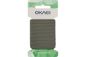 Cavo di gomma OKAEI 3 mm x 10 m - corda di gomma di alta qualità in kaki, elastico flessibile/gomma per cappelli/gomma rotonda - ideale per progetti fai da te e artigianato