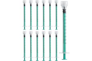 ATSUHUT 10 Pack 1ml Syringes with Cap, Colostrum Syringe without Needle, Leak-Proof Luer Lock Plastic Feeding Syringe Small, Individually Wrapped for Measuring Liquids, Feeding Pets, Scientific Lab