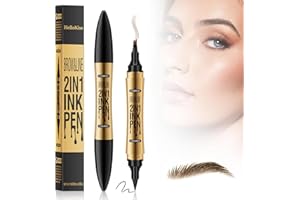 MEGIAEXIST Augenbrauenstift Härchenzeichnung, 2-in-1 3D Augenbrauenstift Wasserfest Microblading Augenbrauenstift Magischer Augenbrauenstift mit 4 Gabelspitze und Natürliche Augenbrauenformung (Hellbraun)