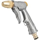 DERASL Garden hand shower, high pressure garden shower/garden spray gun, 100% metal, adjustable water flow, car wash,