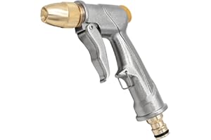 Fai Top Garden Hose Spray Gun with Full Brass Nozzle,Water Hose Pipe Spray Gun,Perfect for Car & Pet Washing/Watering Lawn and Garden/Sidewalk Cleaning-Long Garden Spray Gun (Short)