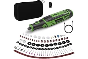 Ginour Multifunktionswerkzeug Akku 8V 2.0Ah Mini Rotationswerkzeug mit LED-Licht 5 Gang 5000-30000 U/min 153 Multifunktionswerkzeug Zubehör Set für Bohren, Gravieren, Polieren, Schleifen