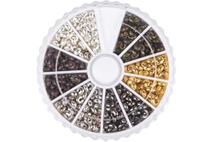 PandaHall 6 Farben 590 Stück Halbrund Quetschperlen Knoten Set Quetschperlen Knoten Set für DIY Schmuckherstellung, 4mm